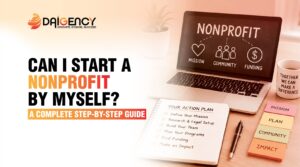 Can I start a nonprofit by myself? A complete step-by-step guide and checklist on a desk with a laptop.