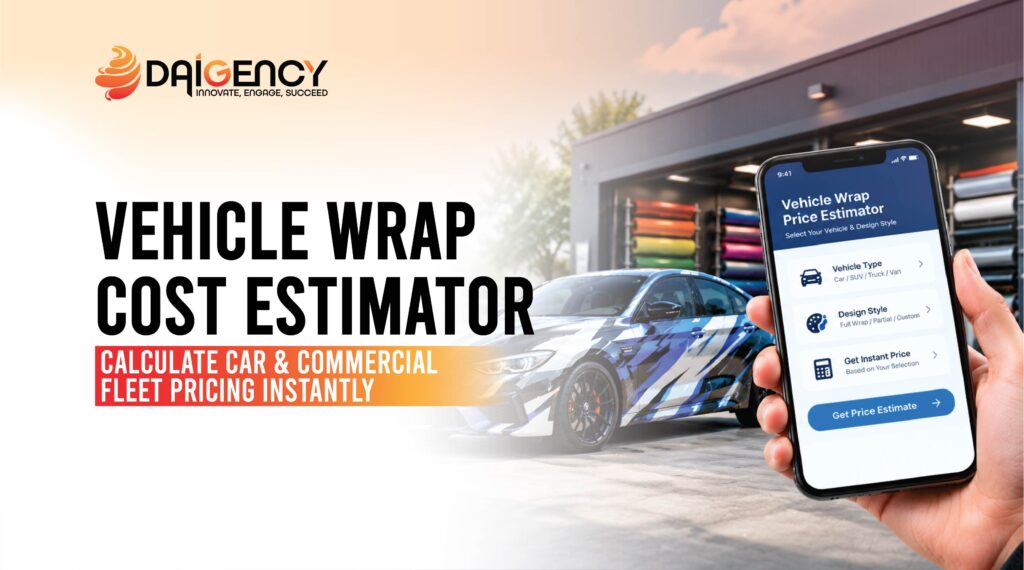 Vehicle wrap cost calculator interface preview for commercial fleet branding