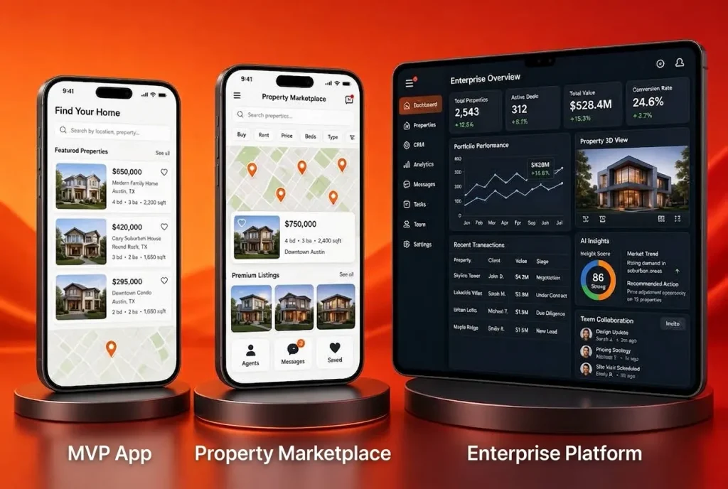 Real estate app development cost by level