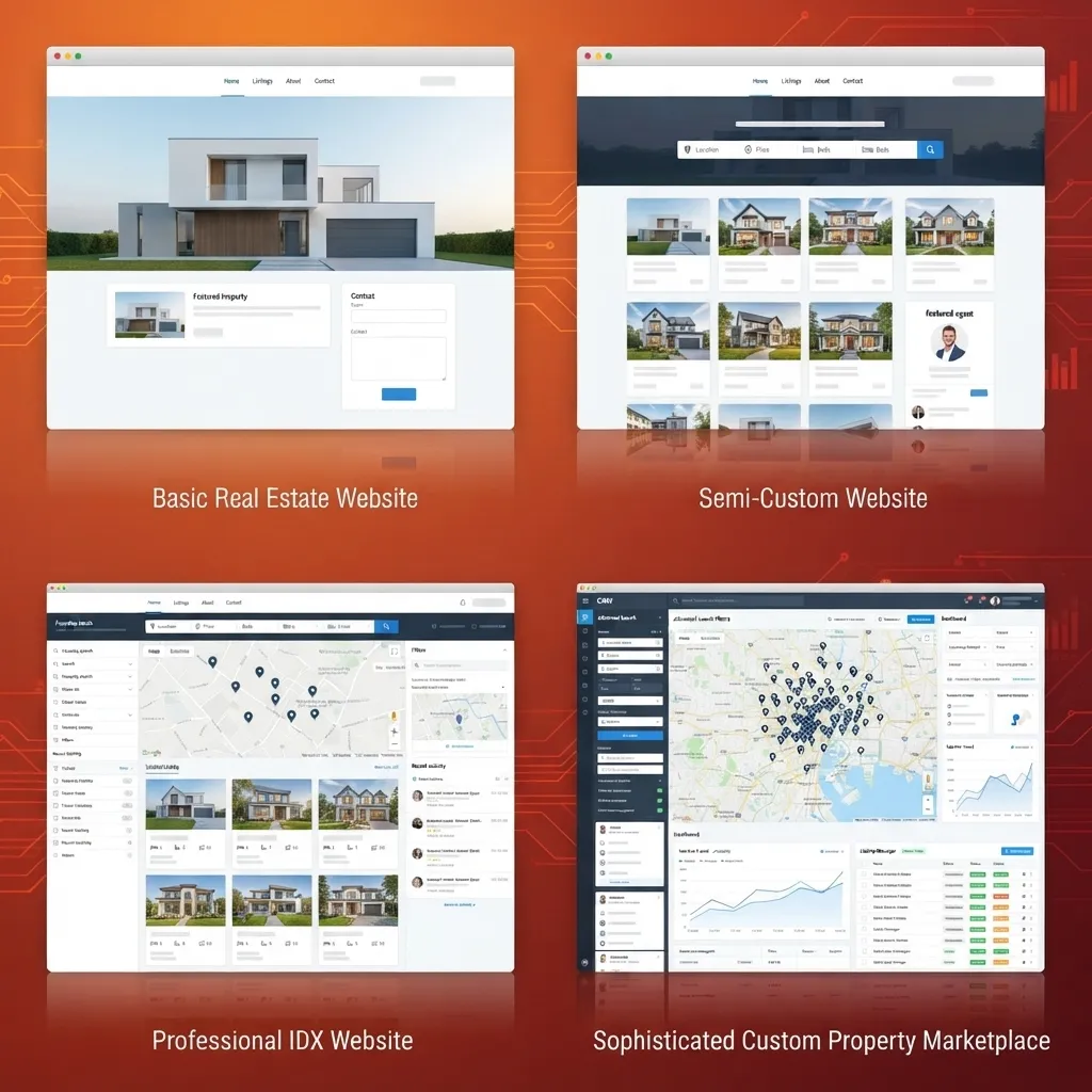 Real estate website development cost breakdown by website type - Real Estate Website Development Cost